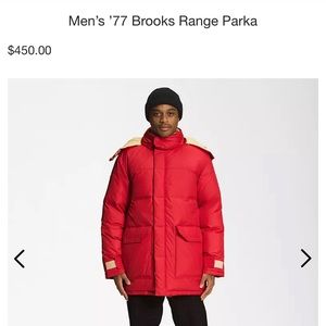 North Face NWT $450 77 Brooks Range Parka RARE Red Tan Coat Jacket